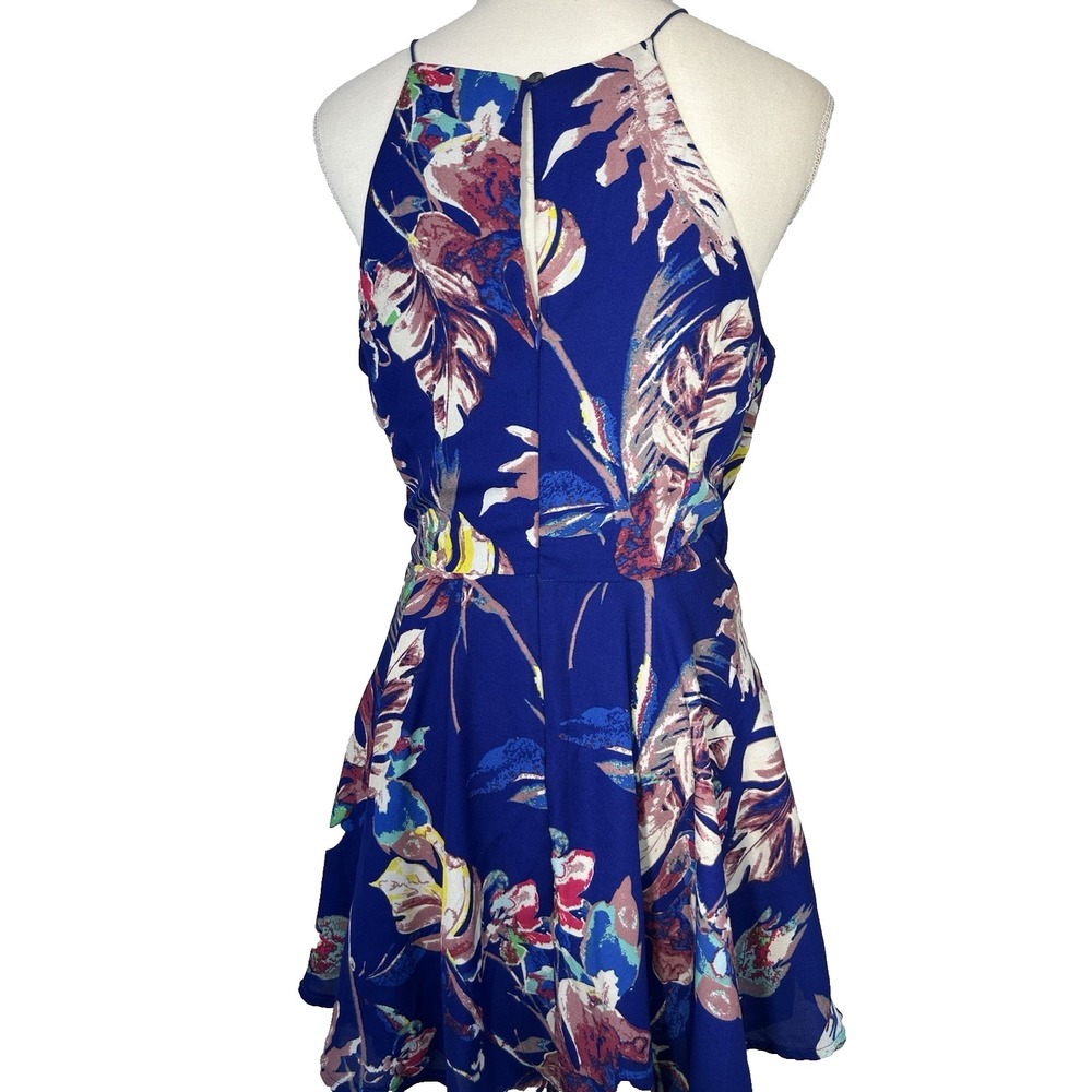 Vintage Preppy Coast Womens Royal Blue Ruched Waist Open Back Romper Short Sz M - Picture 4 of 9